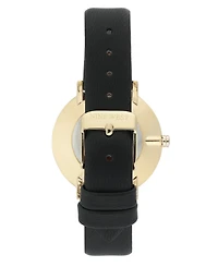 Nine West Women's Gold-Tone and Black Strap Watch, 36mm