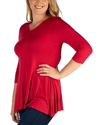 Plus 3/4 Sleeve V-Neck Tunic Top