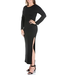 Women's Plus Side Slit Fitted Maxi Dress