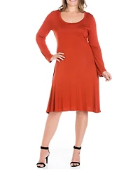 24seven Comfort Apparel Plus Flared Dress