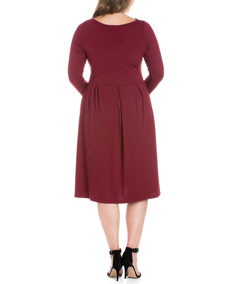 Women's Plus Fit and Flare Midi Dress