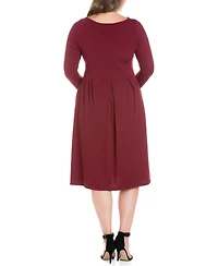 Women's Plus Fit and Flare Midi Dress