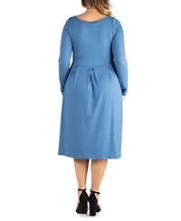 Women's Plus Fit and Flare Midi Dress