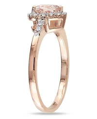 Morganite and Diamond Halo Heart Ring