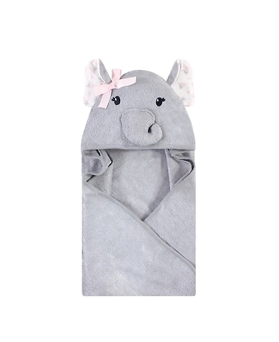 Hudson Baby Infant Girl Rayon from Bamboo Animal Hooded Towel, Floral Elephant, One Size