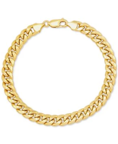 Italian Gold Miami Cuban Link Chain Bracelet 7mm In 10k Yellow Gold Or 10k White Gold