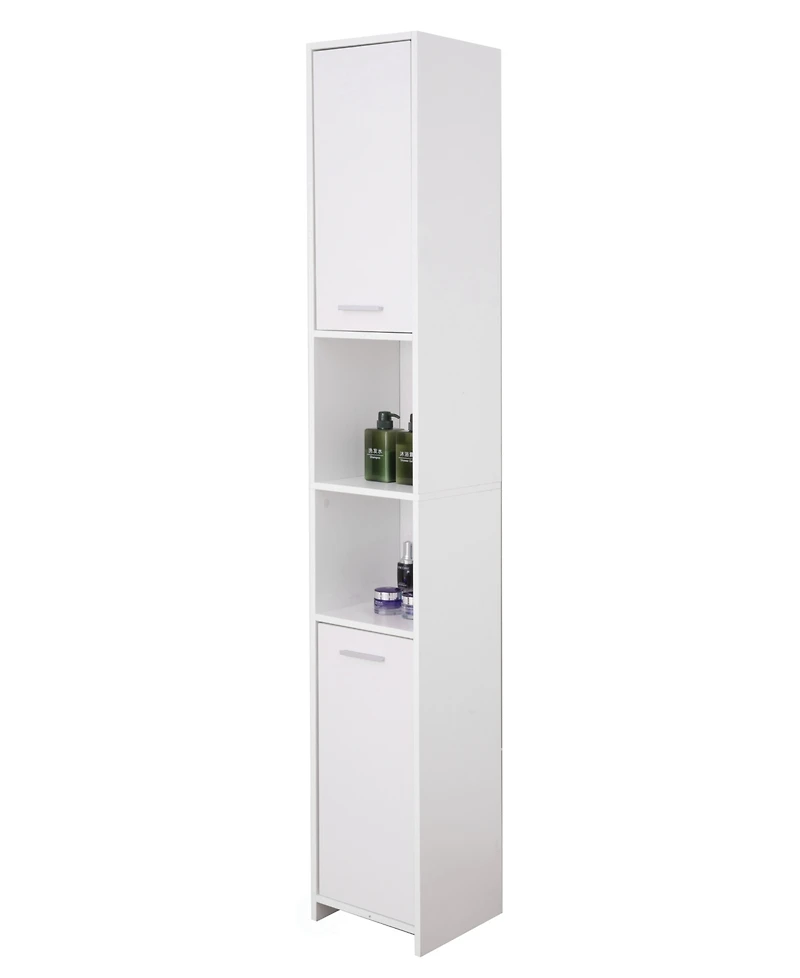 Basicwise Versatile 77-Inch White Tall Storage Cabinet with 2 Doors and Adjustable Shelves, Linen Tower Cabinet, Bathroom Organizer and Storage
