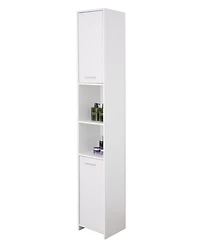 Basicwise Versatile 77-Inch White Tall Storage Cabinet with 2 Doors and Adjustable Shelves, Linen Tower Cabinet, Bathroom Organizer and Storage