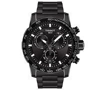 Tissot Men's Swiss Chronograph Supersport Black Stainless Steel Bracelet Watch 45.5mm