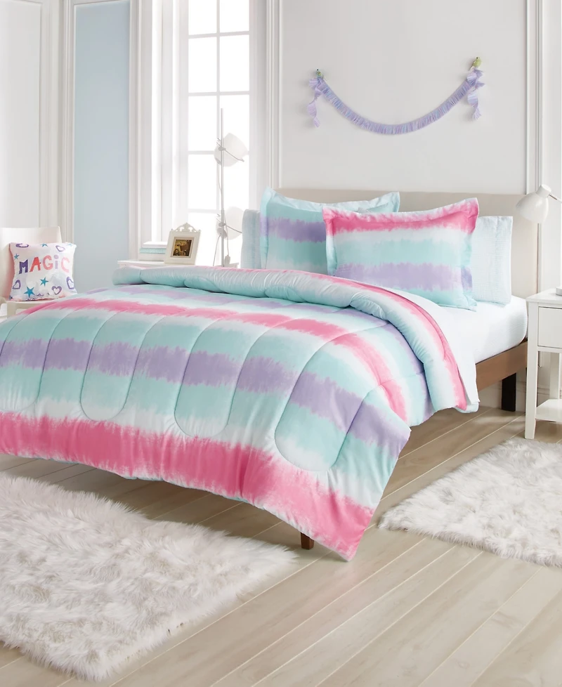 Dream Factory Kids Tie Dye Stripe Comforter Set, Full