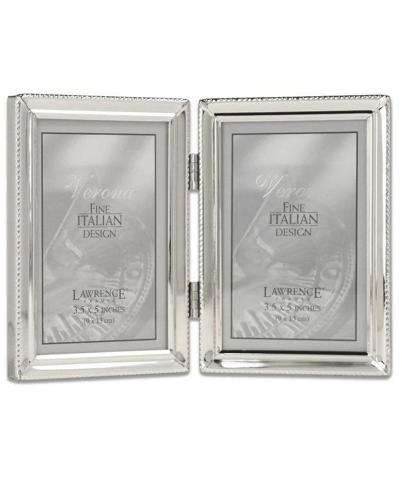 Metal Double Picture Frame with Inner Beading, 3.5" x 5"