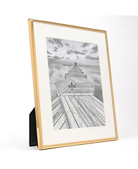 Elegant Metal Picture Frame with Bevel Cut Mat for Photo, 8" x 10"