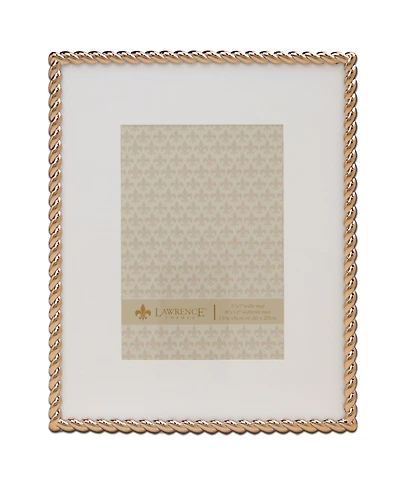 High Quality Polished Cast Metal Picture Frame - Rope Design with Mat, 8" x 10"