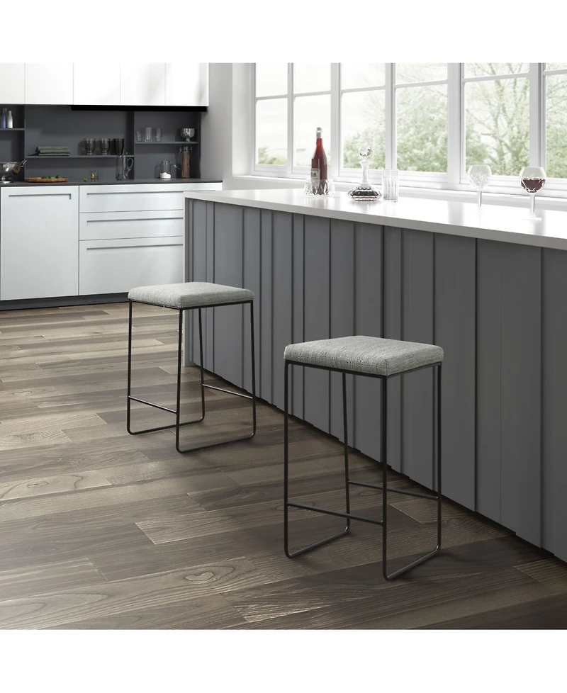 Martha Stewart Hastings 25.5"H Modern Metal Counter Stool with Footrest and Cushioned Seat