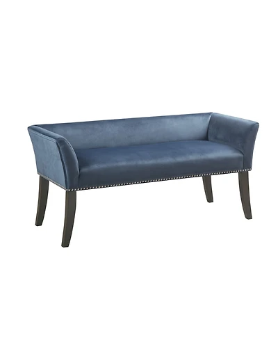 Madison Park Welburn 49.5" Upholstered Bench with Back Wood Legs
