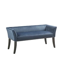 Madison Park Welburn 49.5" Upholstered Bench with Back Wood Legs