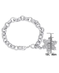Diamond Accent Snowflake Charm Bracelet in Silver Plate