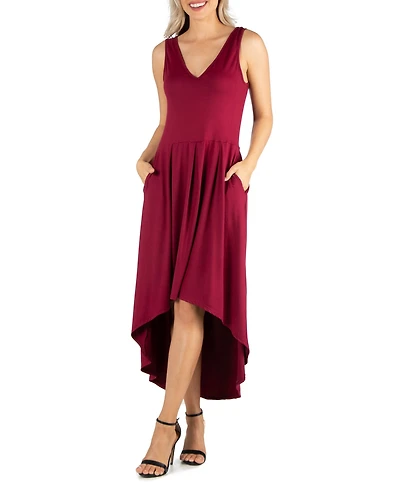 Women's Sleeveless Fit and Flare High Low Dress