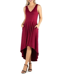 Women's Sleeveless Fit and Flare High Low Dress