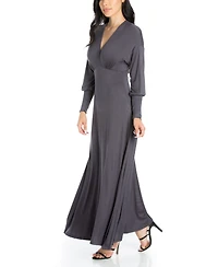 24seven Comfort Apparel Women's Formal Long Sleeve Maxi Dress