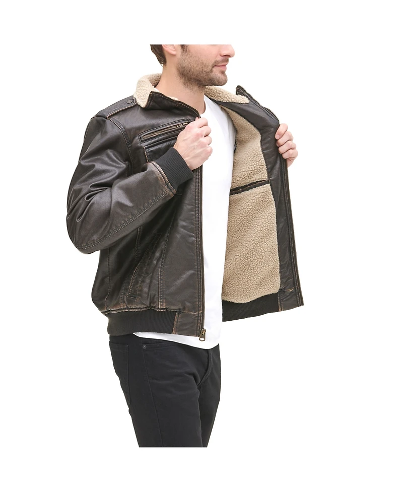 Levi's Men's Sherpa Lined Faux Leather Aviator Bomber