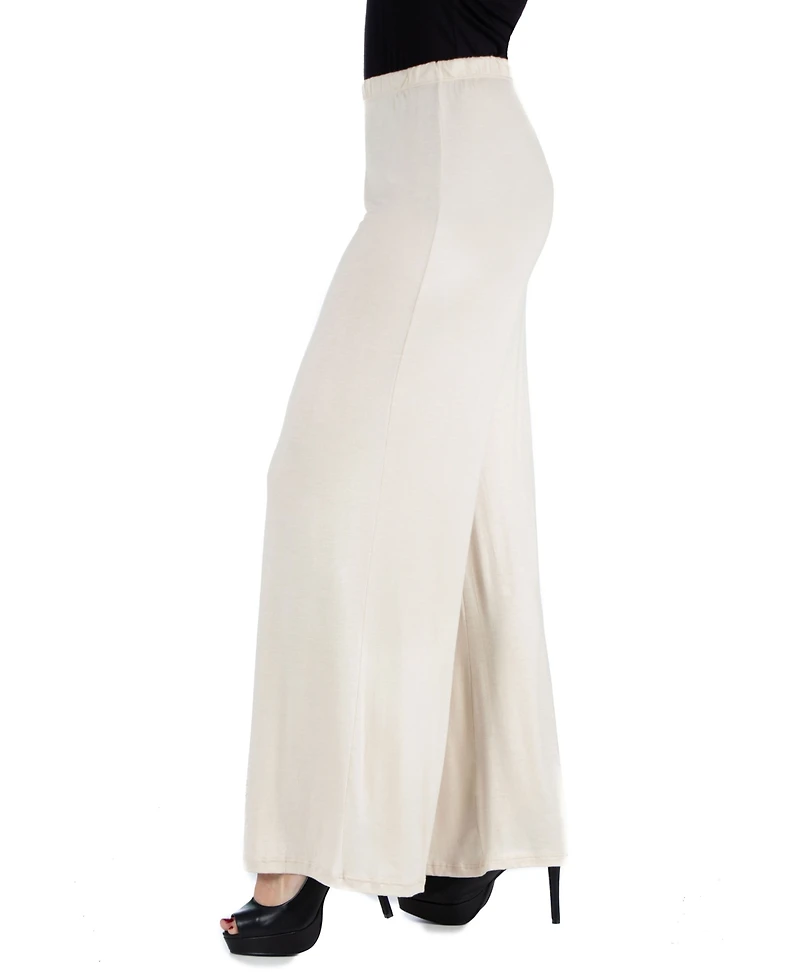 24Seven Comfort Apparel Women Comfortable Solid Color Palazzo Pants