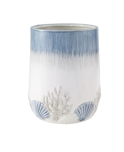 Avanti Abstract Coastal Seashells & Coral Ceramic Wastebasket