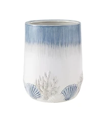 Avanti Abstract Coastal Seashells & Coral Ceramic Wastebasket