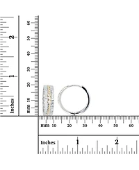 Macy's Cubic Zirconia Two-Tone Hammered and Rope Design Center Hoop Earrings
