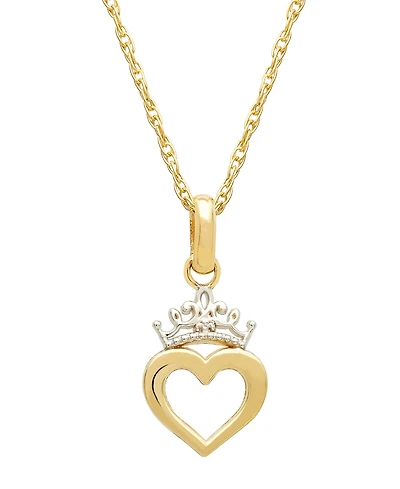Disney Children's Princess Heart & Tiara 15" Pendant Necklace in 14k Gold
