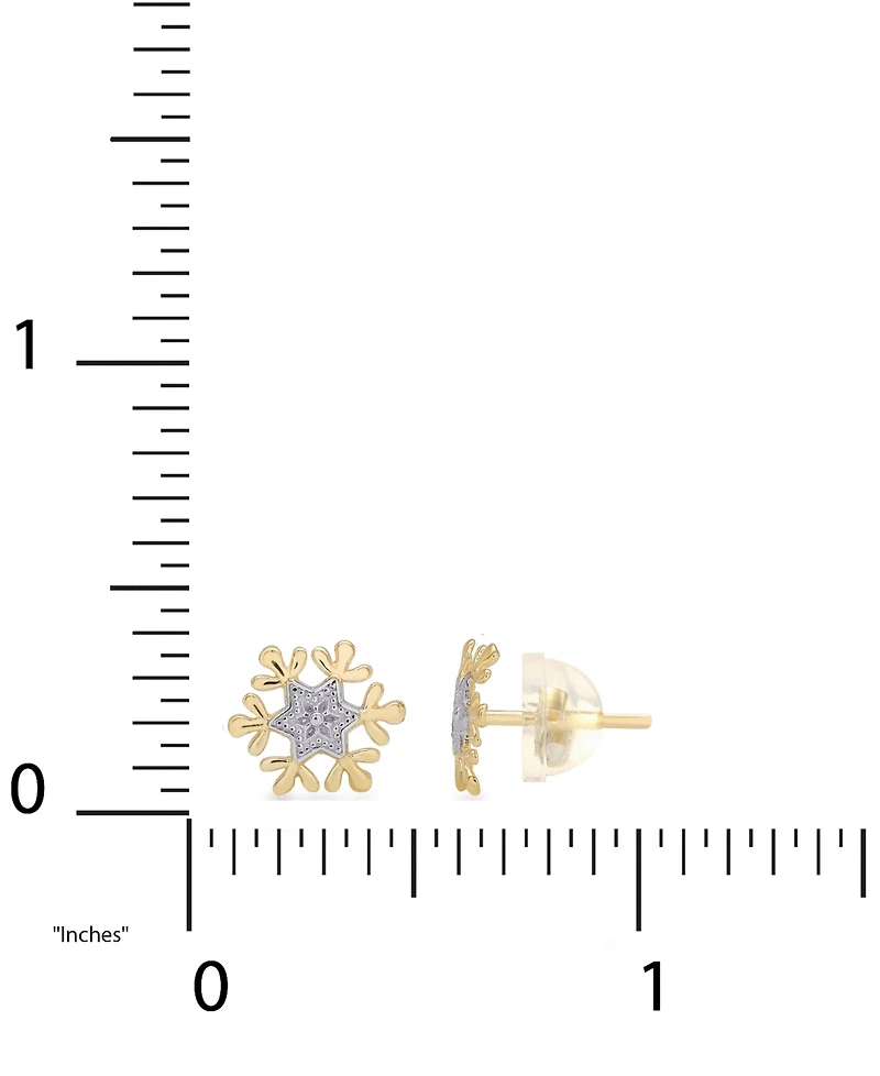 Disney Children's Frozen Snowflake Stud Earrings in 14k Gold