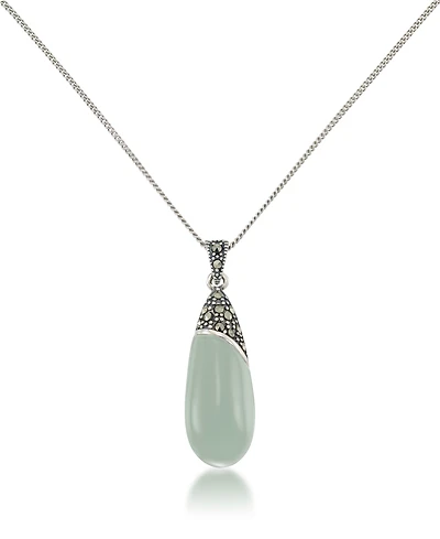 Jade Elongated Pendant and a Curb Chain