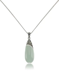 Jade Elongated Pendant and a Curb Chain