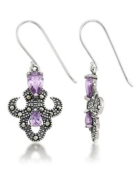 Amethyst Fleur De Lis Dangle Earrings