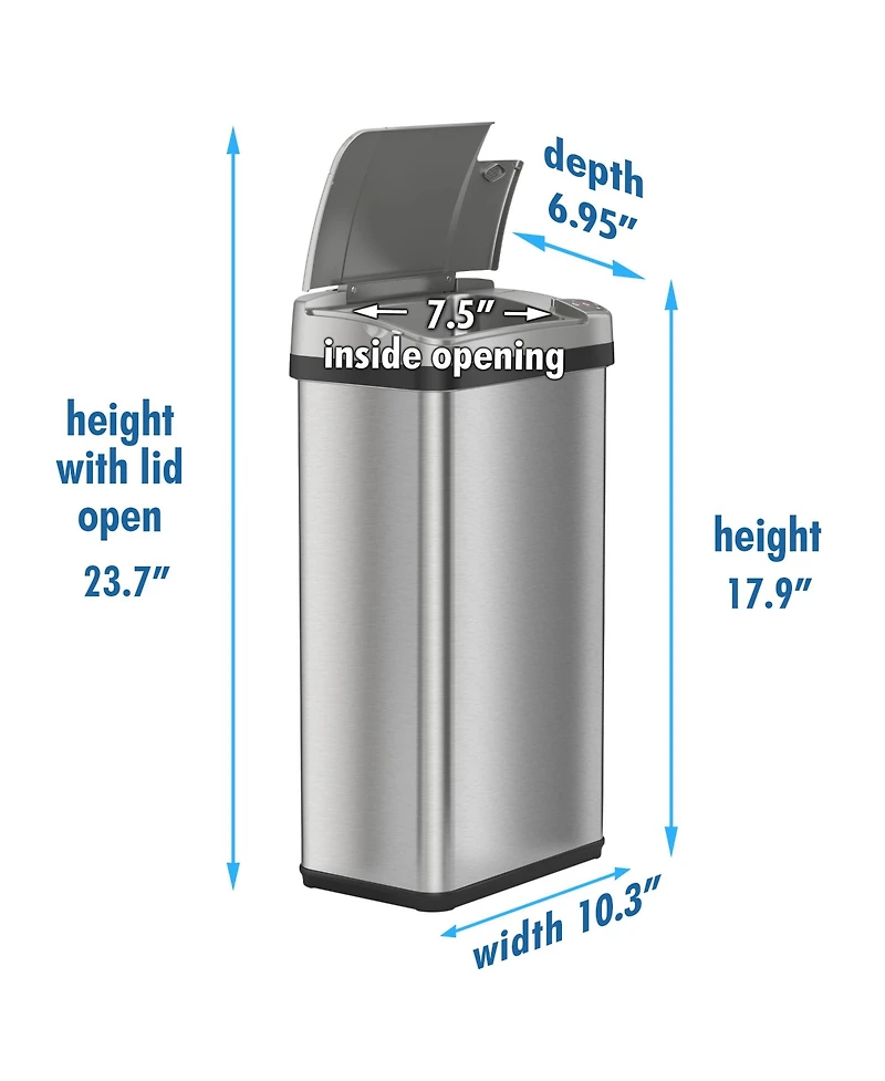 4 Gallon / 16 Liter Stainless Steel Sensor Bathroom Trash Can with Odor Filter