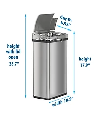 4 Gallon / 16 Liter Stainless Steel Sensor Bathroom Trash Can with Odor Filter