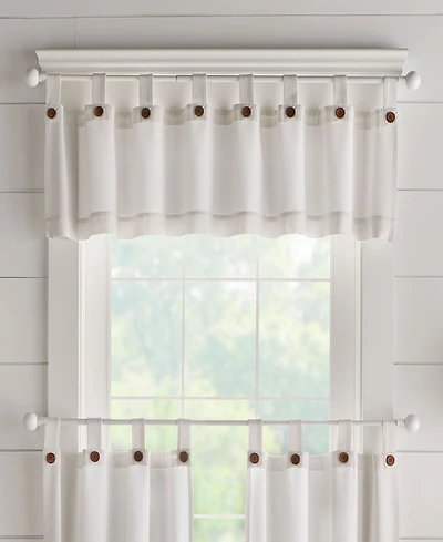 Elrene Home Fashions Tucker Solid Button Window Kitchen Valance