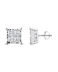 TruMiracle Diamond Princess Cluster Stud Earrings (2 ct. t.w.) in 14K White Gold