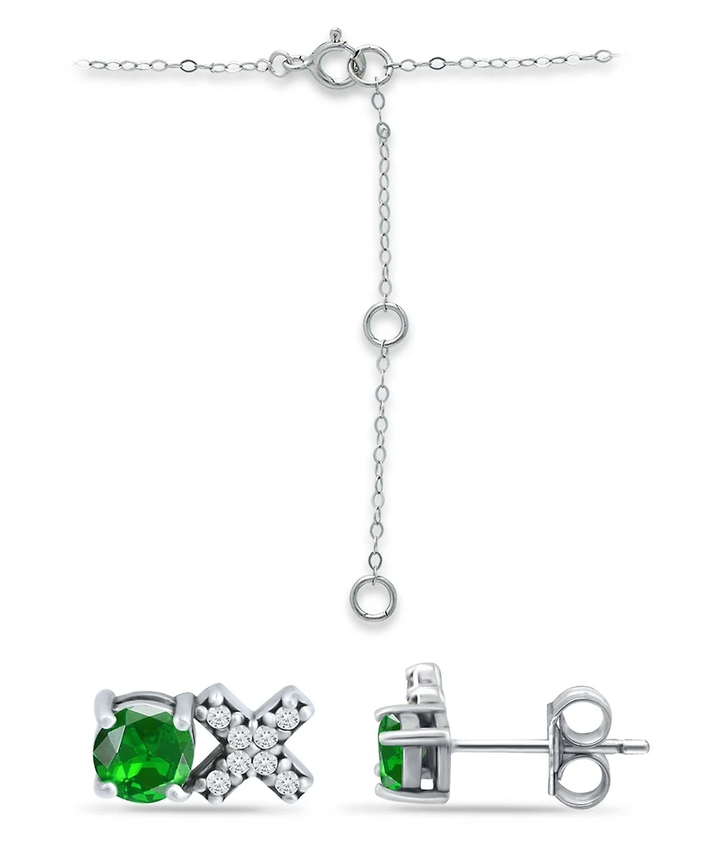 Giani Bernini Created Green Quartz and Cubic Zirconia "Xo" Pendant and Earring Set, 3 Piece