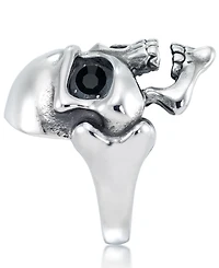 Andrew Charles by Andy Hilfiger Men's Cubic Zirconia Signature Skull Ring Stainless Steel