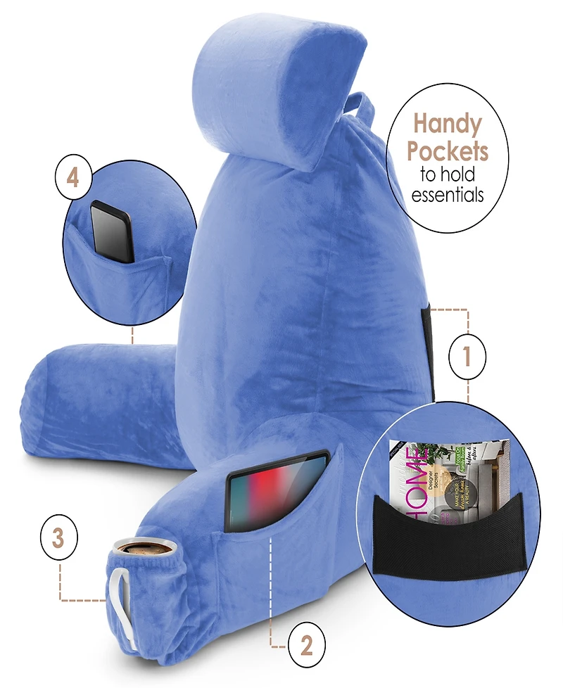Nestl Soft Velour Cover Reading Backrest Pillow Set, Extra Large