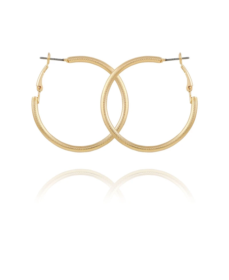 T Tahari Women's Textured Hoop Earring