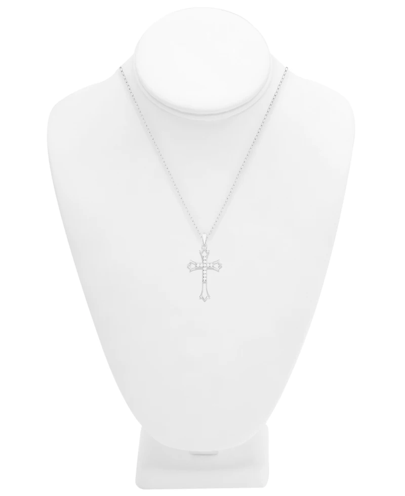Diamond Cross Pendant Necklace (1/10 ct. t.w.) In Sterling Silver