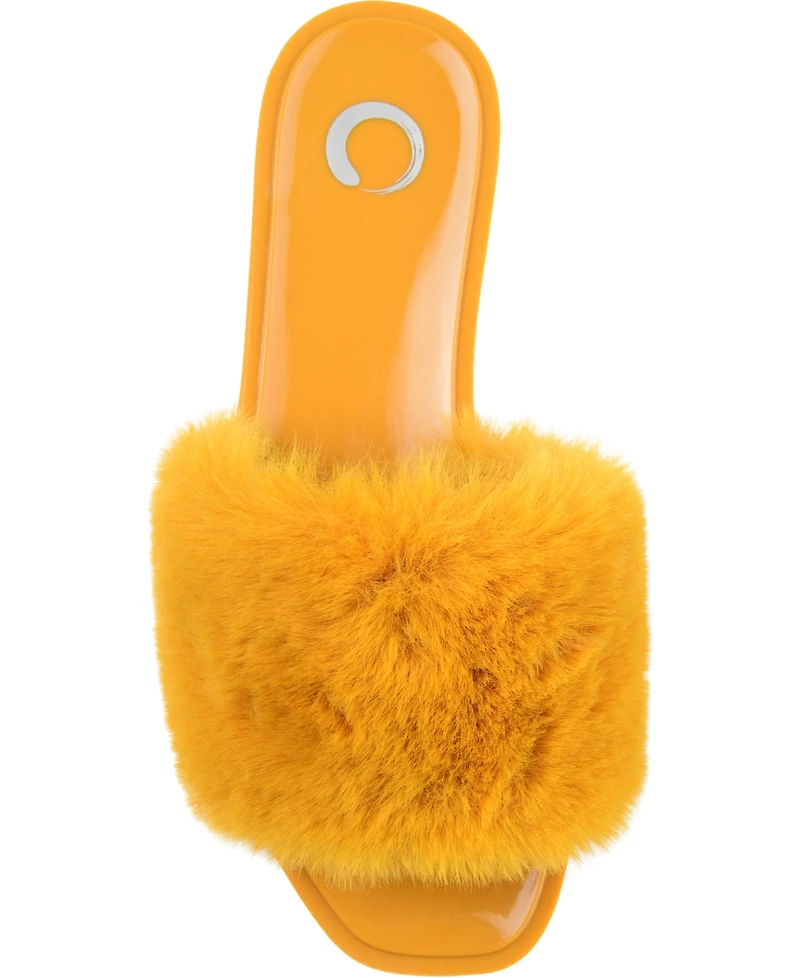Journee Collection Women's Dusk Faux Fur Band Slide Sandals
