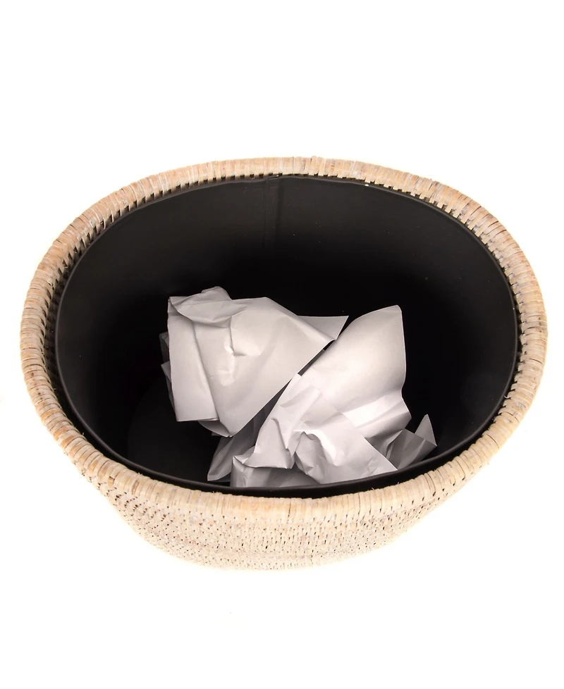 Artifacts Trading Company Artifacts Rattan Oval Waste Basket with Metal Liner