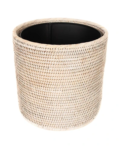Artifacts Trading Company Rattan Round Waste Basket with Metal Liner