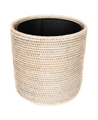 Artifacts Trading Company Rattan Round Waste Basket with Metal Liner