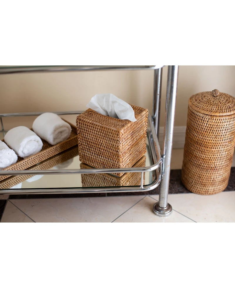 Artifacts Rattan Column Tissue Box Cover