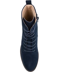 Journee Collection Women's Vienna Lace Up Stacked Heel Booties