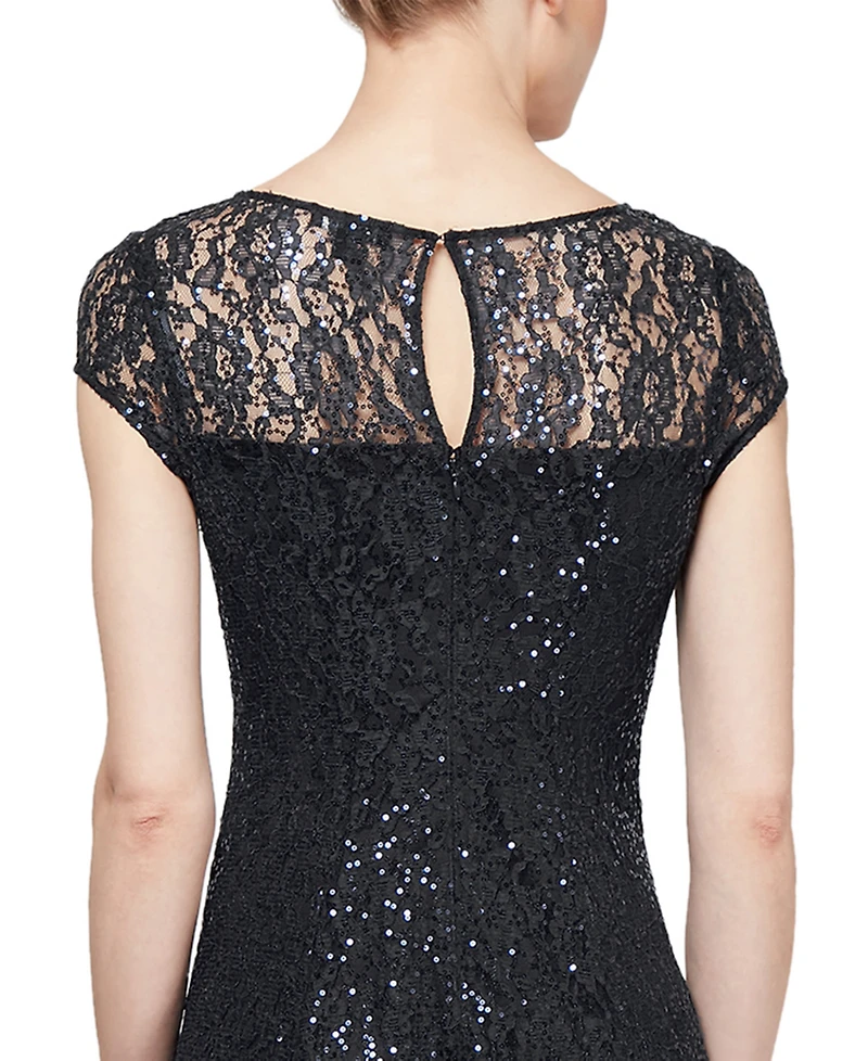 Sl Fashions Sequined Lace Midi Dress